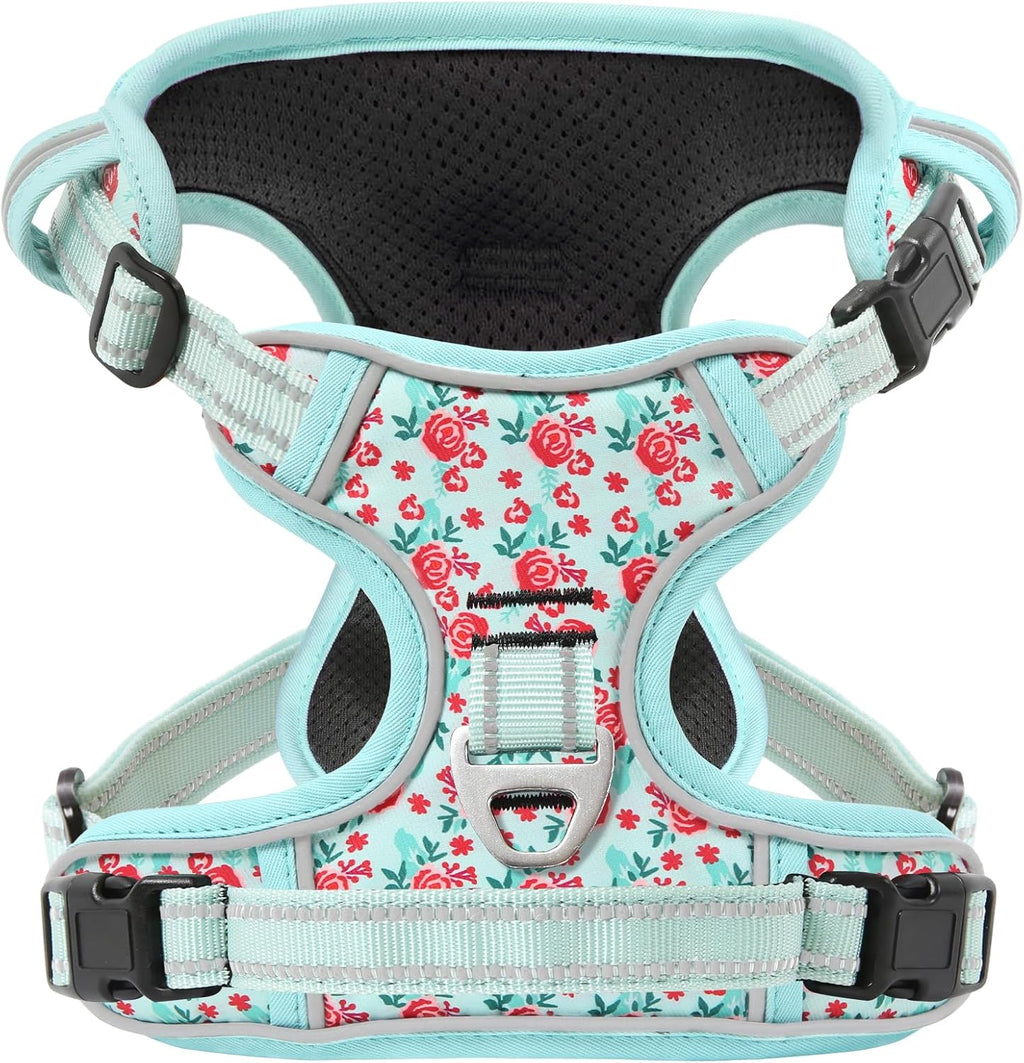 Timos No Pull Dog Harness,NO Need Go Over Dogs Head 3 Snap Buckles Reflective Oxford No Choke Harness with Front & Back 2 Metal Leash Clips Soft Padded for Small Medium Large Dogs Pink S - Image 12