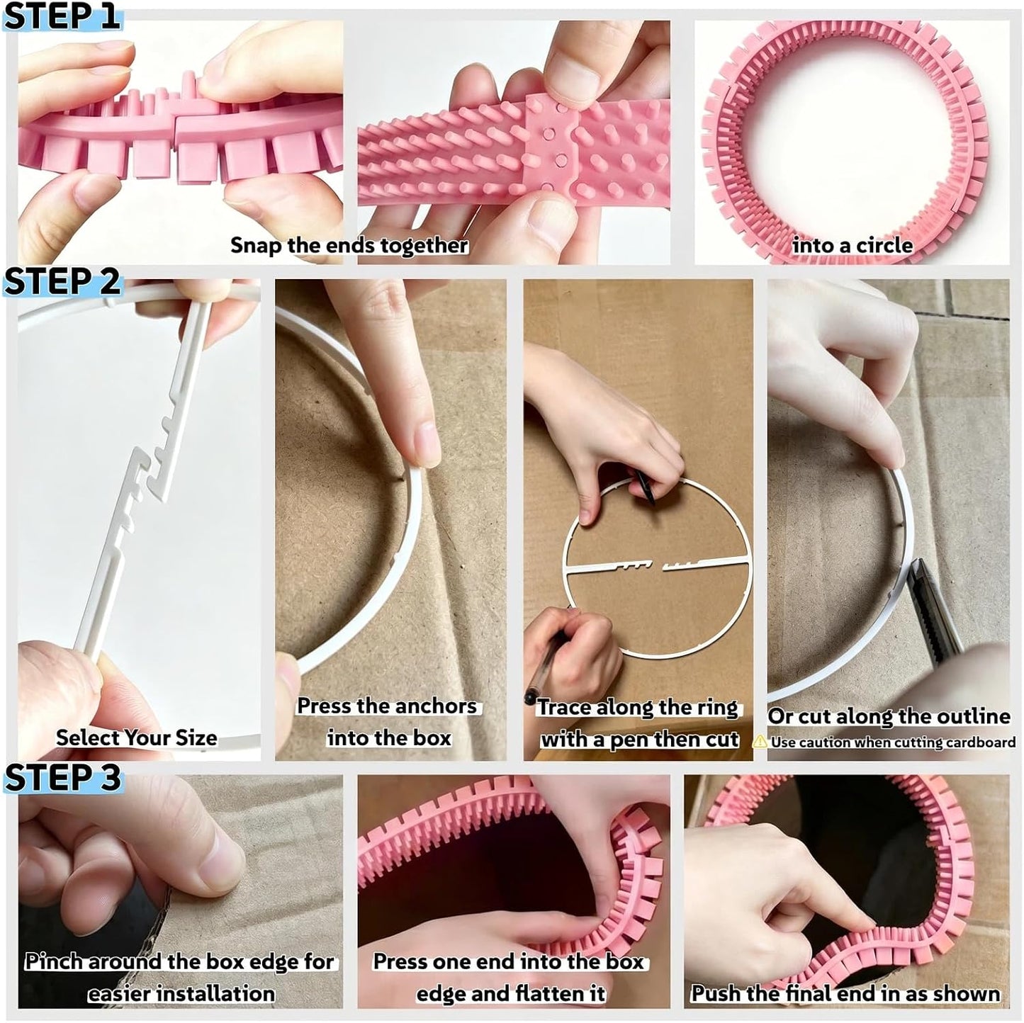 Cat Self Groomer Arch for Cardboard Boxes, DIY Cat Tunnel Brush & Massage Comb for Indoor Cats, Interactive Self Grooming Toy for Cat Cave, Hideouts & Enrichment Play (Blush Pink) - Image 9