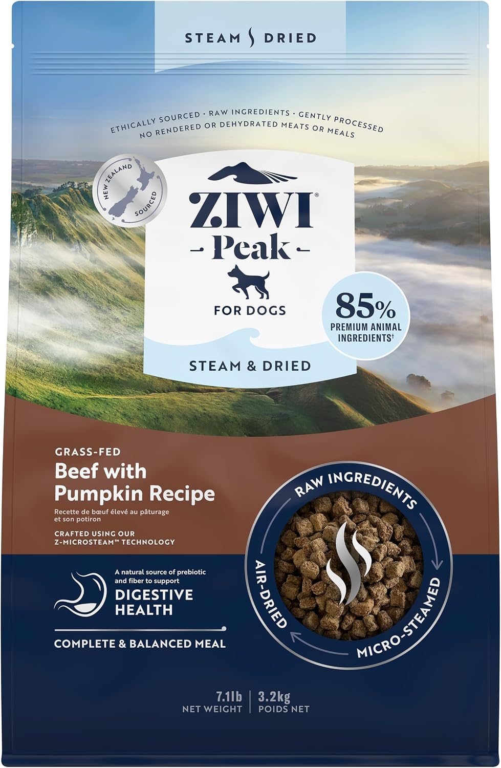 ZIWI Peak grain free high protein dog food texture and pillow shaped bites