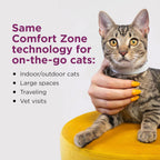 Back of Comfort Zone cat collar package with instructions for application and safety details