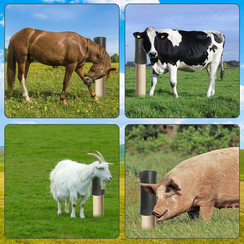 Livestock using Gindoor brush for itch relief on fence
