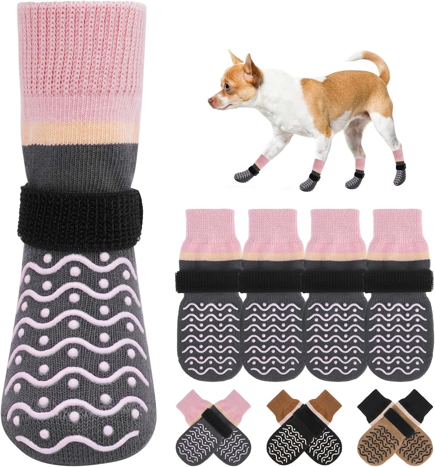 BEAUTYZOO Dog Socks to Prevent Licking Paws -Dog Shoes for Hot Pavement & Hardwood Floors Anti Slip, Traction Control Boots & Paw Protectors with Double Side Grips for Small Medium Large Senior Dogs - Image 13