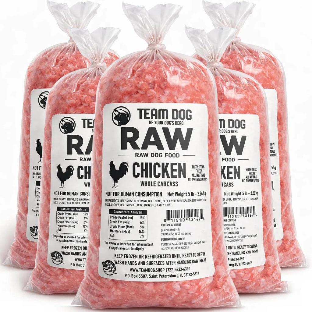 Team Dog Raw Chicken for Dogs 5 lb roll front view