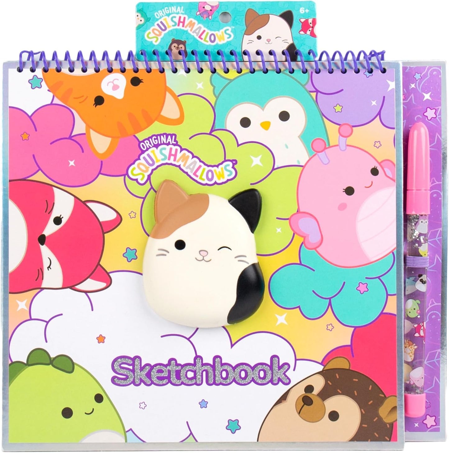Horizon Group USA Squishmallows Original Sketchbook front view showcasing the Cam the Cat fidget toy cover.