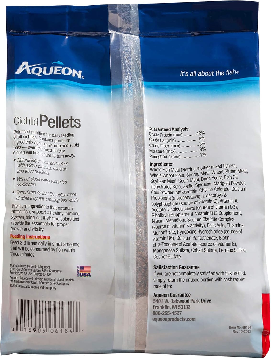 Aqueon Cichlid slow sinking fish food front view container