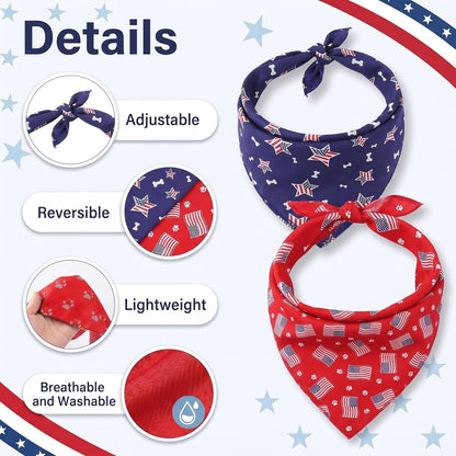 American flag print dog bandana for medium dogs