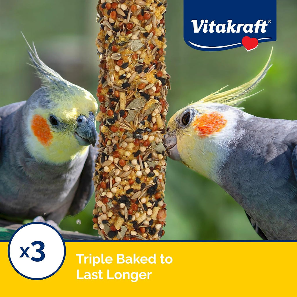 Vitakraft cockatiel snack showing triple baked seed layers