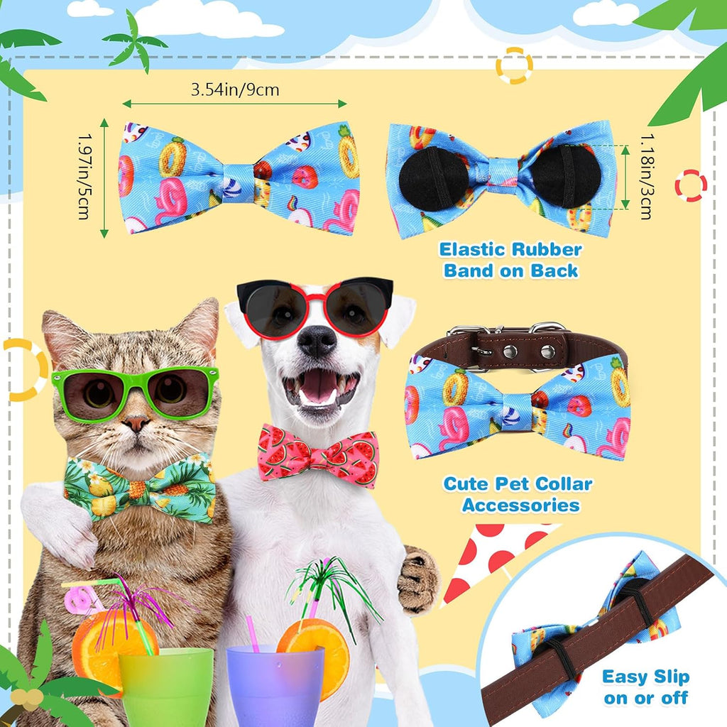 Talltalk 30 Piece detachable summer pet bowties laid out to display diverse watermelon and pineapple designs.