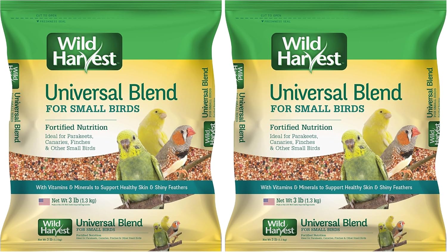 Side view of Wild Harvest 3 Pounds bird food packaging