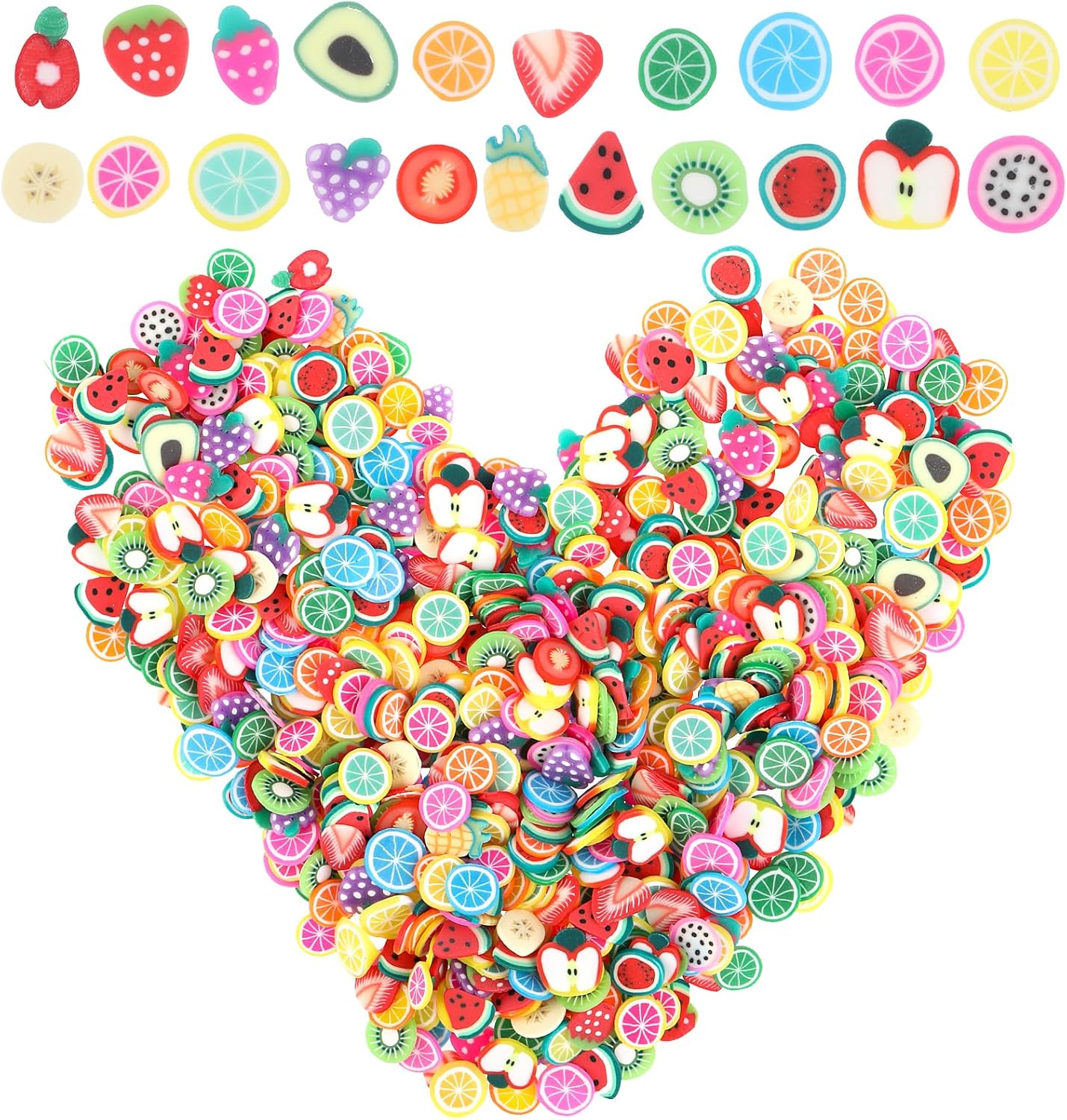 Kimober 6000 pieces polymer clay fruit slices set front view