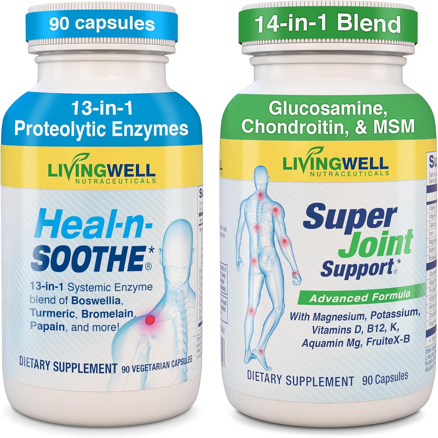 Heal-N-Soothe and Super Joint Support Bundle bottles front view for joint health.
