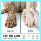 Symmetrical grooming glove wipe displayed on a hand ready for cleaning a cat.