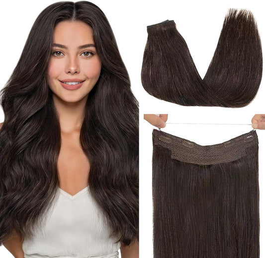 GOO GOO wire hair extensions dark brown front view packaging