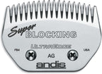 Andis 64330 medium blending blade angled view emphasizing the rust resistant chrome finish