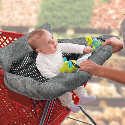 Summer Infant 2-in-1 full coverage cushy shopping cart cover in heather gray front view showing the padded seat area.