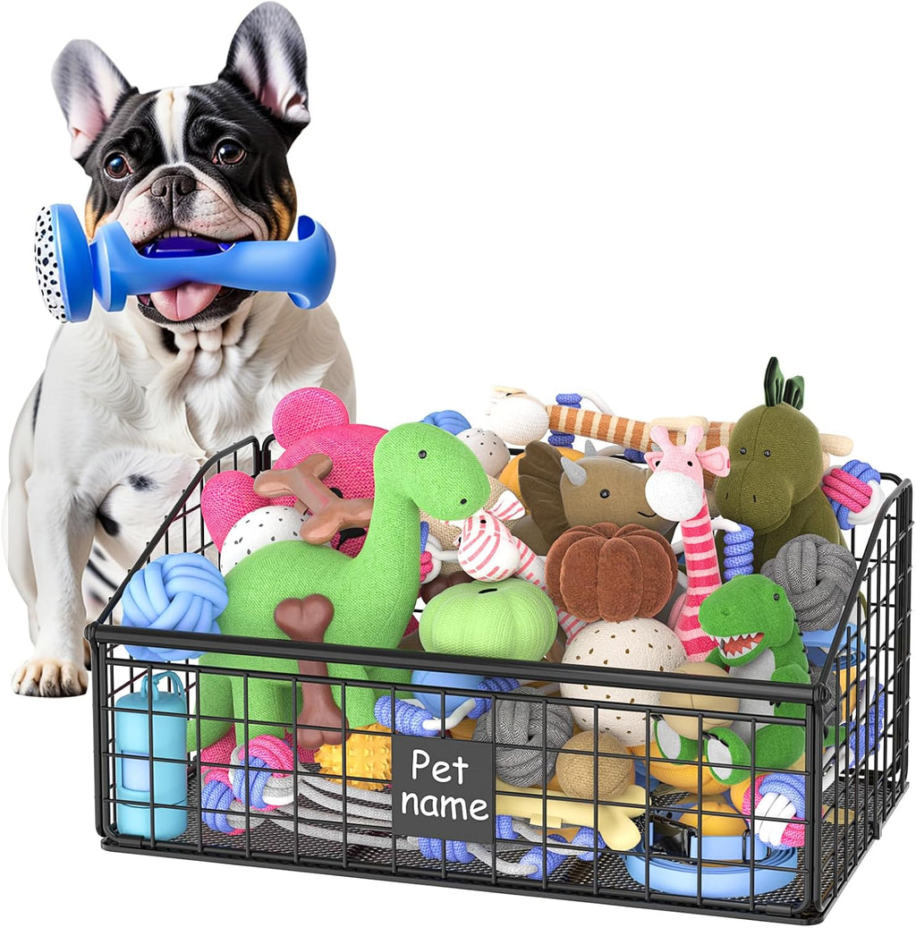 Kaiferty indestructible dog toy basket medium black front view