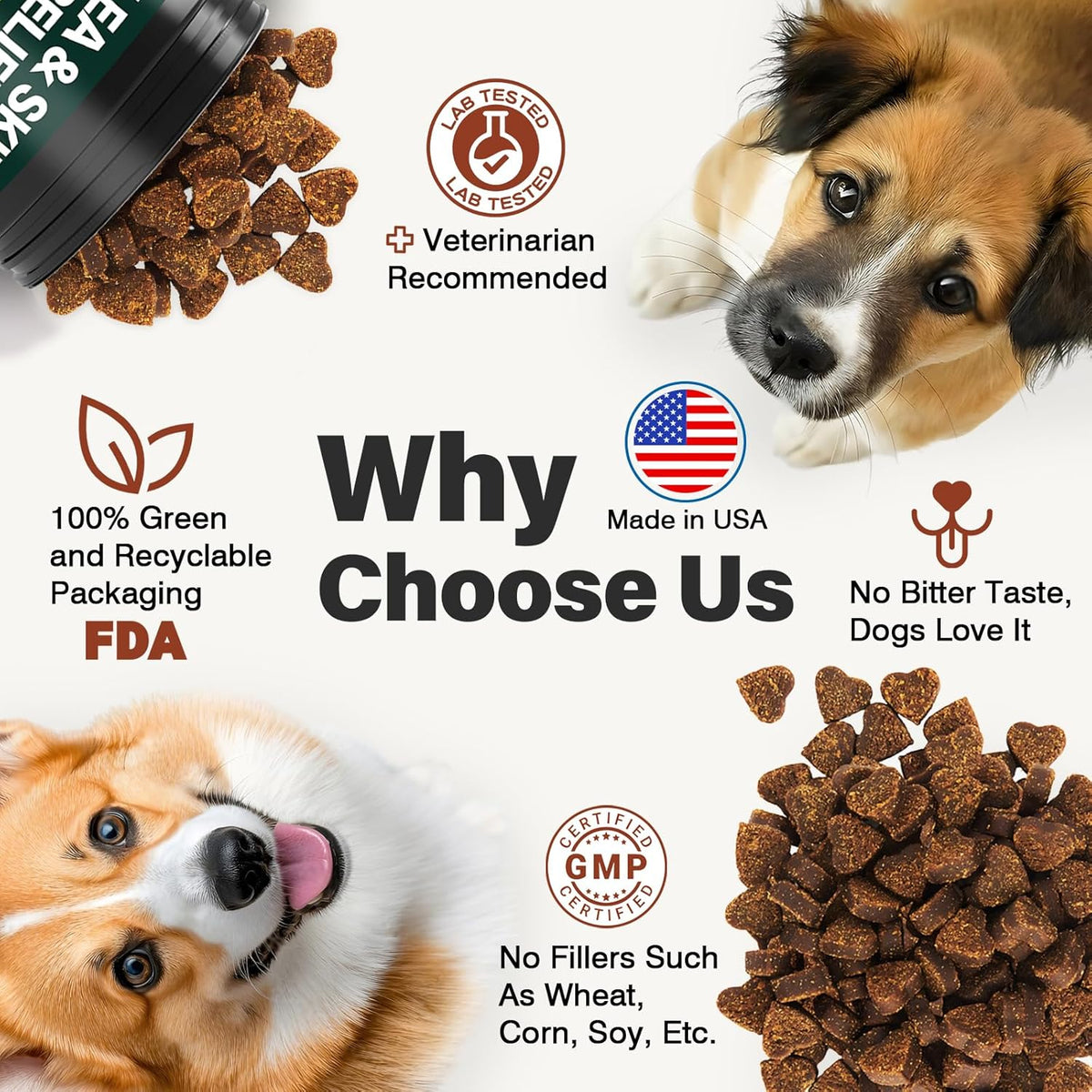 Side profile of Klomkmcl dog flea and tick chews container
