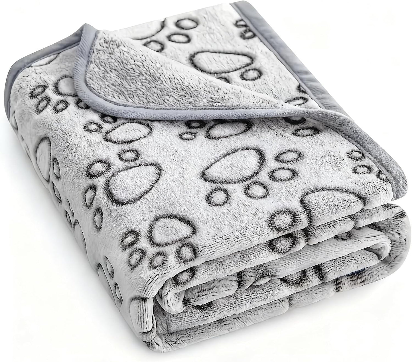 Cozy calming pet blanket grey color variant lifestyle view.