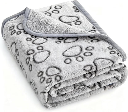 Cozy calming pet blanket grey color variant lifestyle view.
