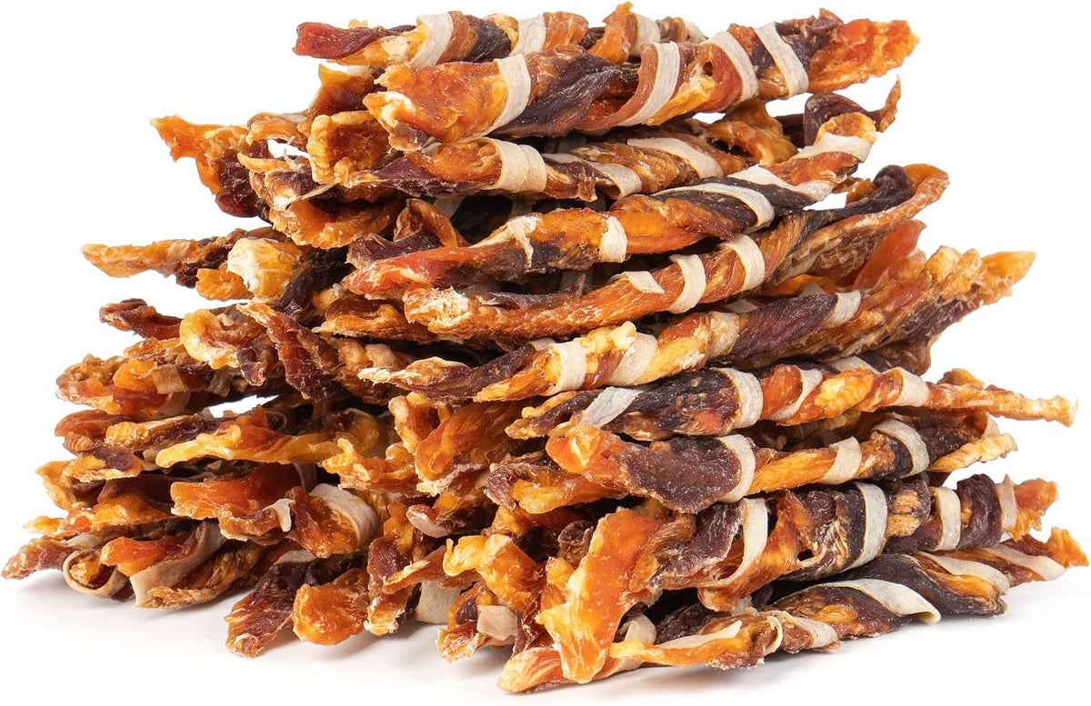 MON2SUN Dog Treats, Triple Flavor Jerky Twist Sticks, 5-7 Inch Chicken Duck and Codfish Sticks Chews for Small Dogs, Healthy Snacks, 10.58 oz (15 Count-Pack of 1) - Image 12