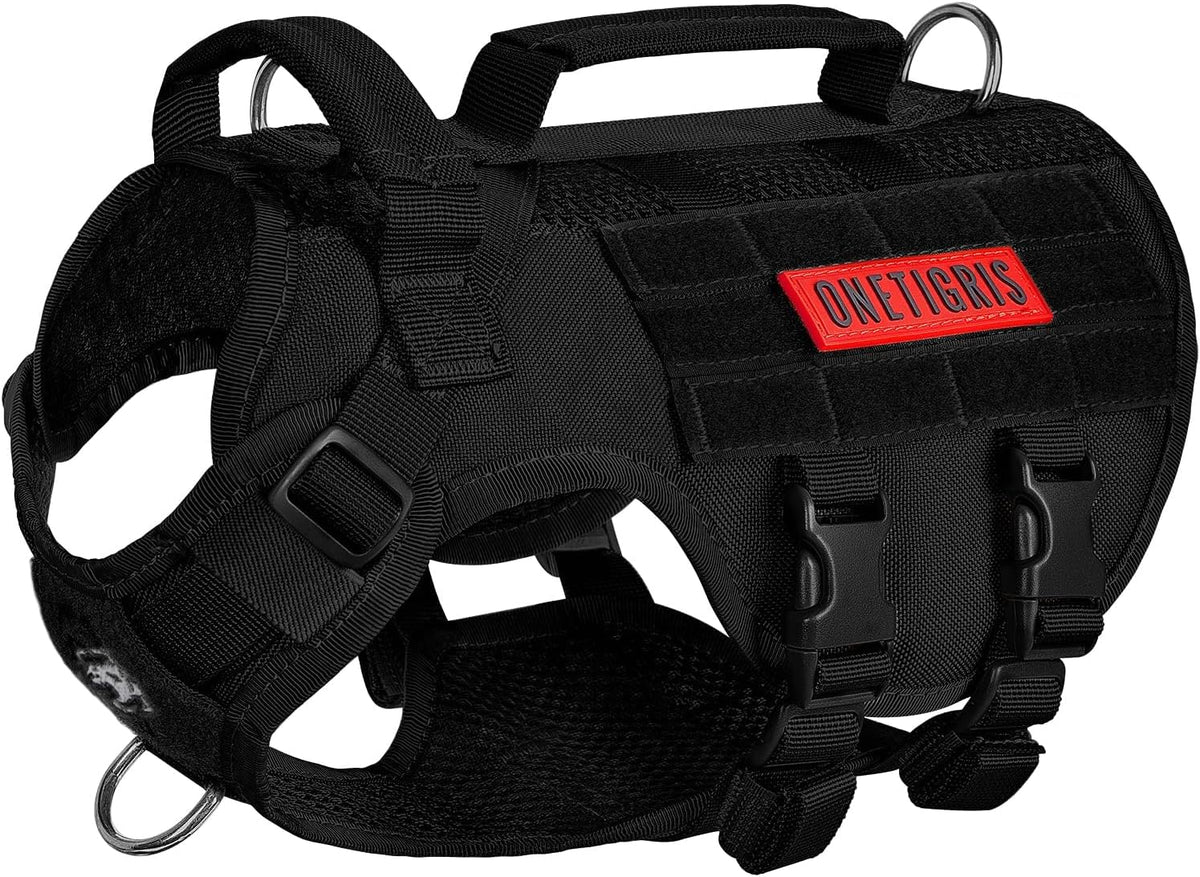 OneTigris Tactical Dog Harness for Small Dog, No Pull Small Dog Vest Harness with Handles Breathable Military Dogs Molle Vests for Walking Hiking Training (Pink, Medium) - Image 9