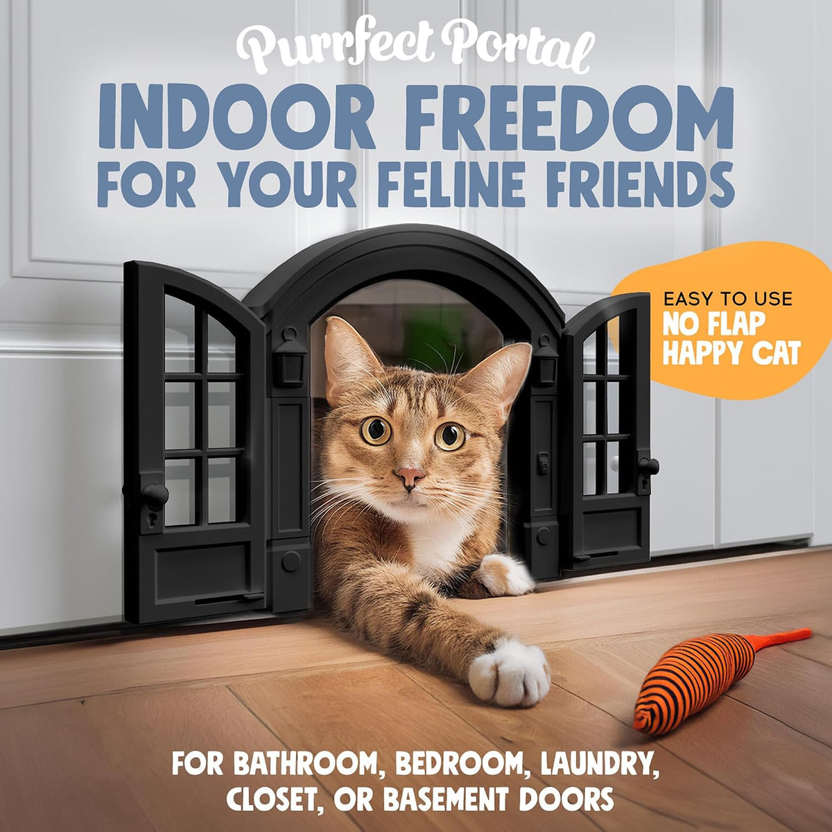Purrfect Portal elegant no flap pet door showing the clear opening for small dogs and cats.