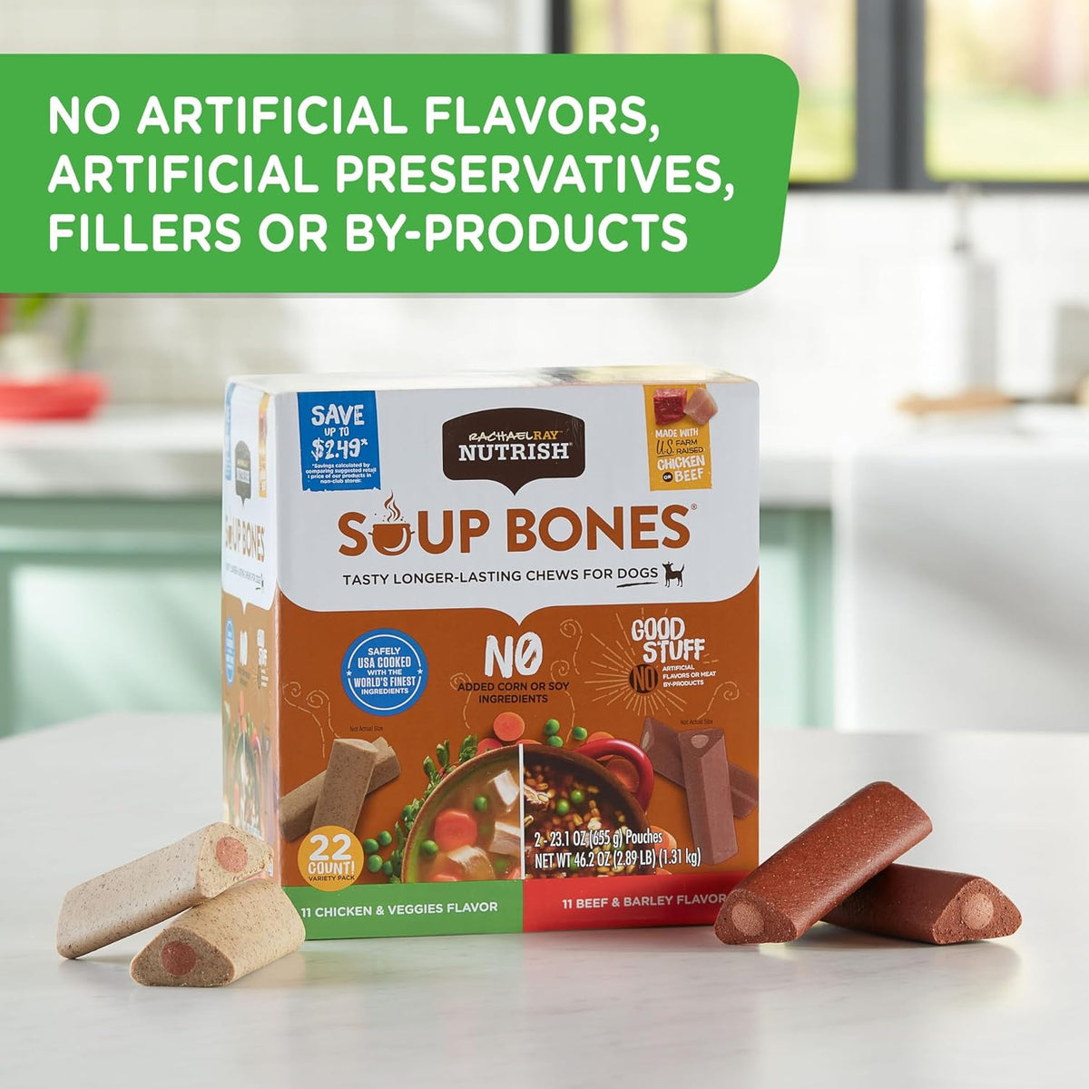Dog enjoying a Rachael Ray Nutrish long lasting bone