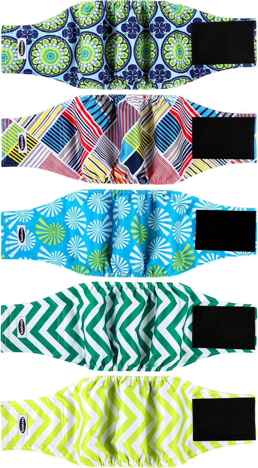 Male Dog Diapers, High Absorbing Dog Belly Bands for Male Dogs, Washable Reusable Dog Males Wraps(5 Pack) - Image 11