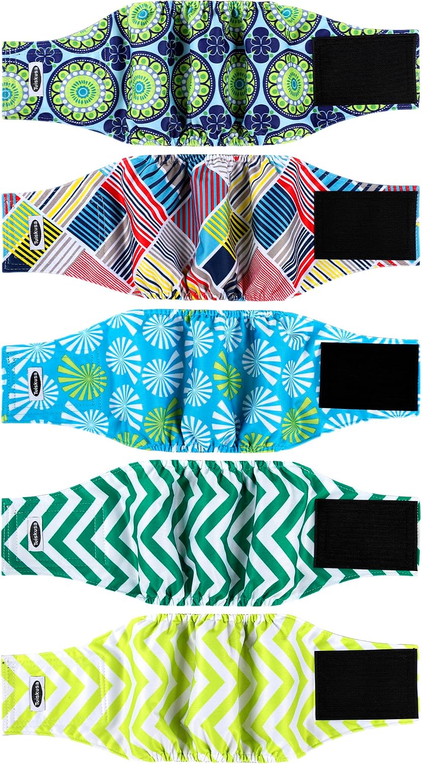 Tuiskusa Male Dog Diapers, High Absorbing Dog Belly Bands for Male Dogs, Washable Reusable Dog Males Wraps(5 Pack) - Image 11