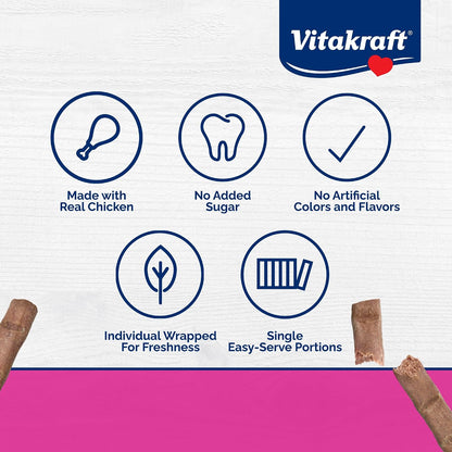 Close up of Vitakraft PurrSticks segmented chicken meat stick