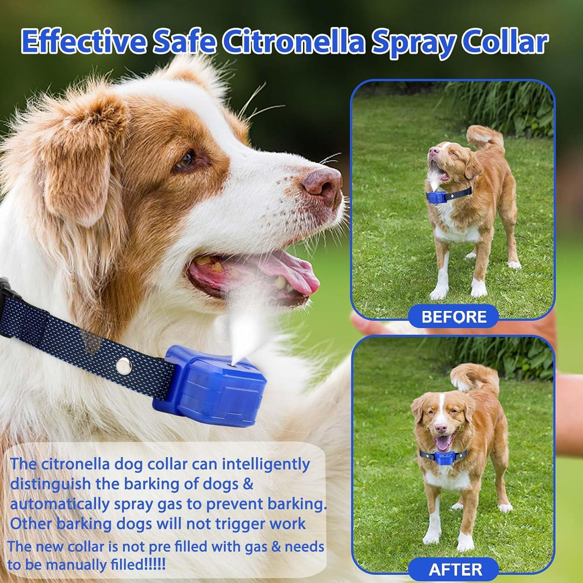 Petctn spray bark collar adjustable strap detail