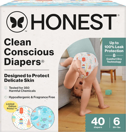 The Honest Company Comfort Dry disposable diapers front view box