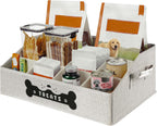 Dog Treat Container, Dogs Storage Organizer with Removable Dividers, Collapsible Dogs Treat Holder for Countertop, Trapezoid Pet Treats Containers, Dog Toy Basket with PU Handles, Medium, Gray - Image 11