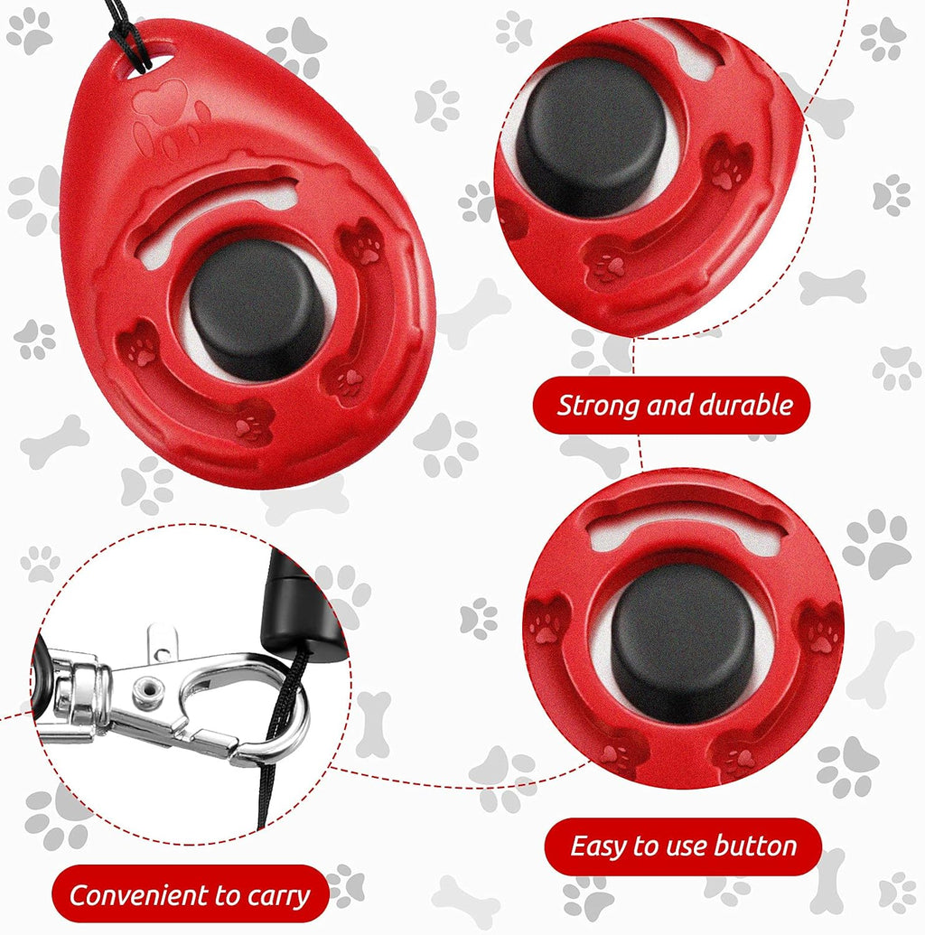 Close up view of the ergonomic button on the Frienda positive reinforcement pet clicker.