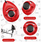 Close up view of the ergonomic button on the Frienda positive reinforcement pet clicker.