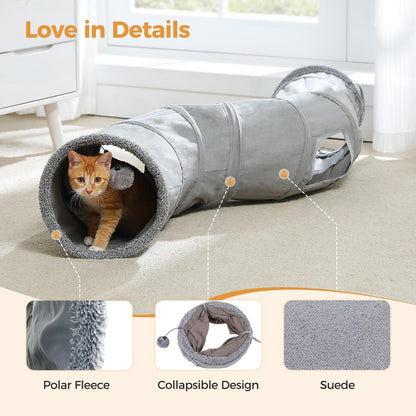 S-shape cat tunnel connected to another tube showing the expandable maze option.