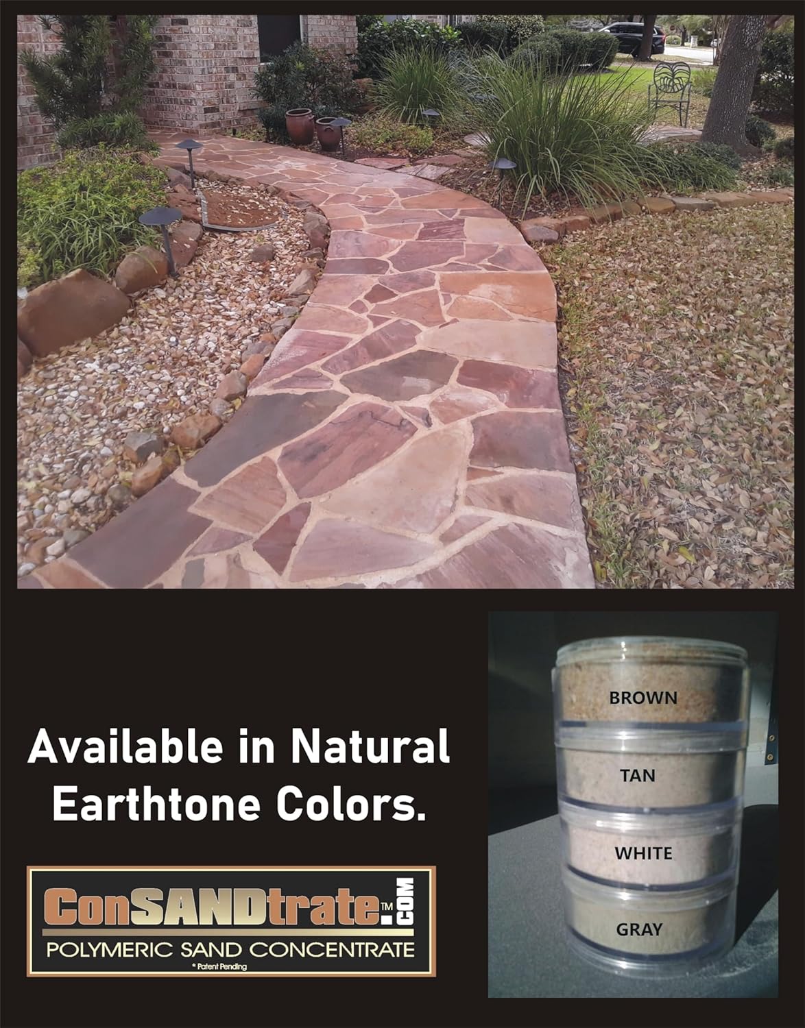 Consandtrate polymeric sand packaging label details