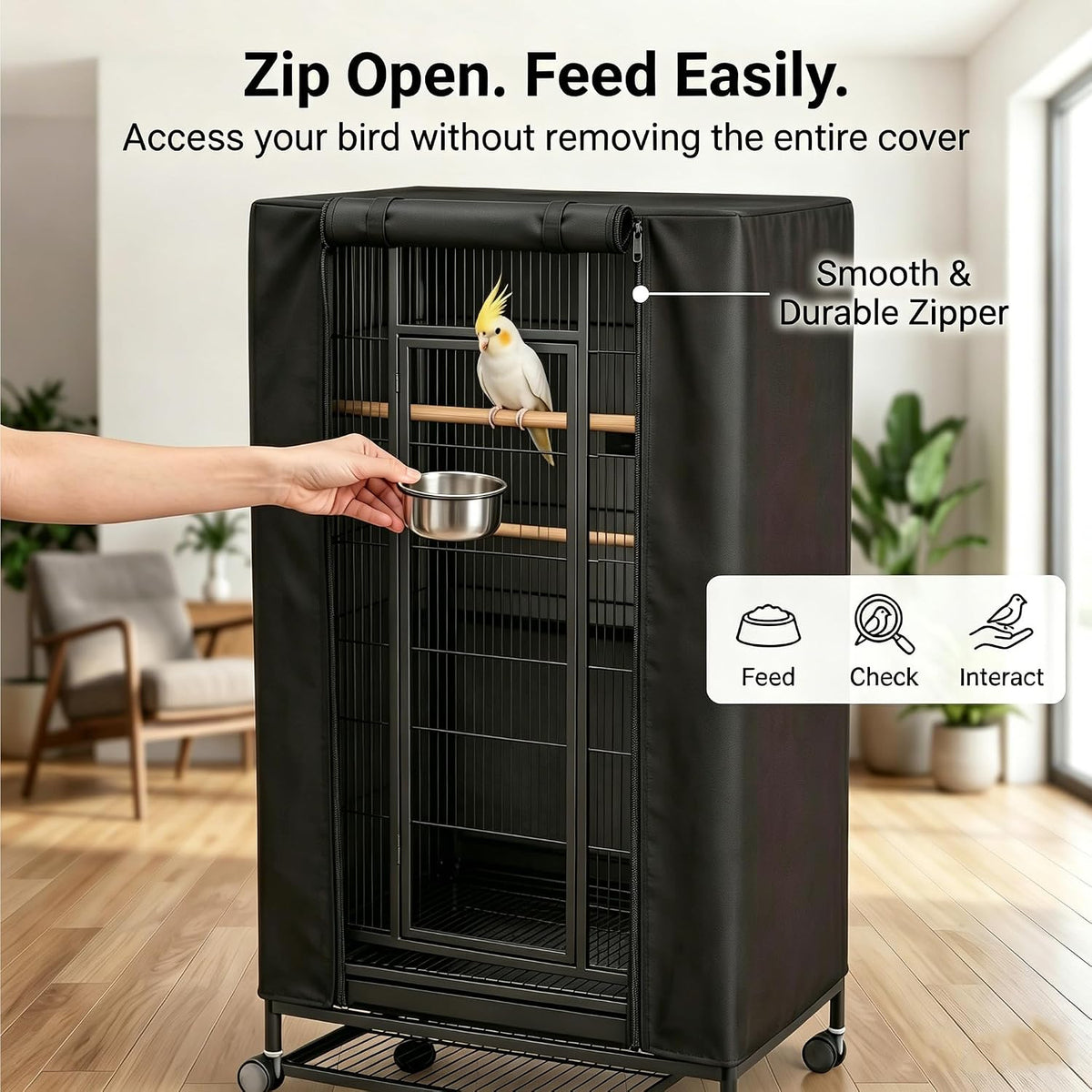 Hoartsardeo waterproof bird cage cover highlighting breathable material