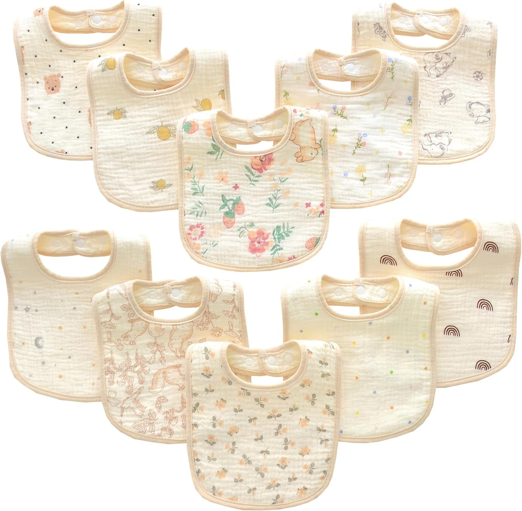 Mukin baby muslin bibs 10 pack front view