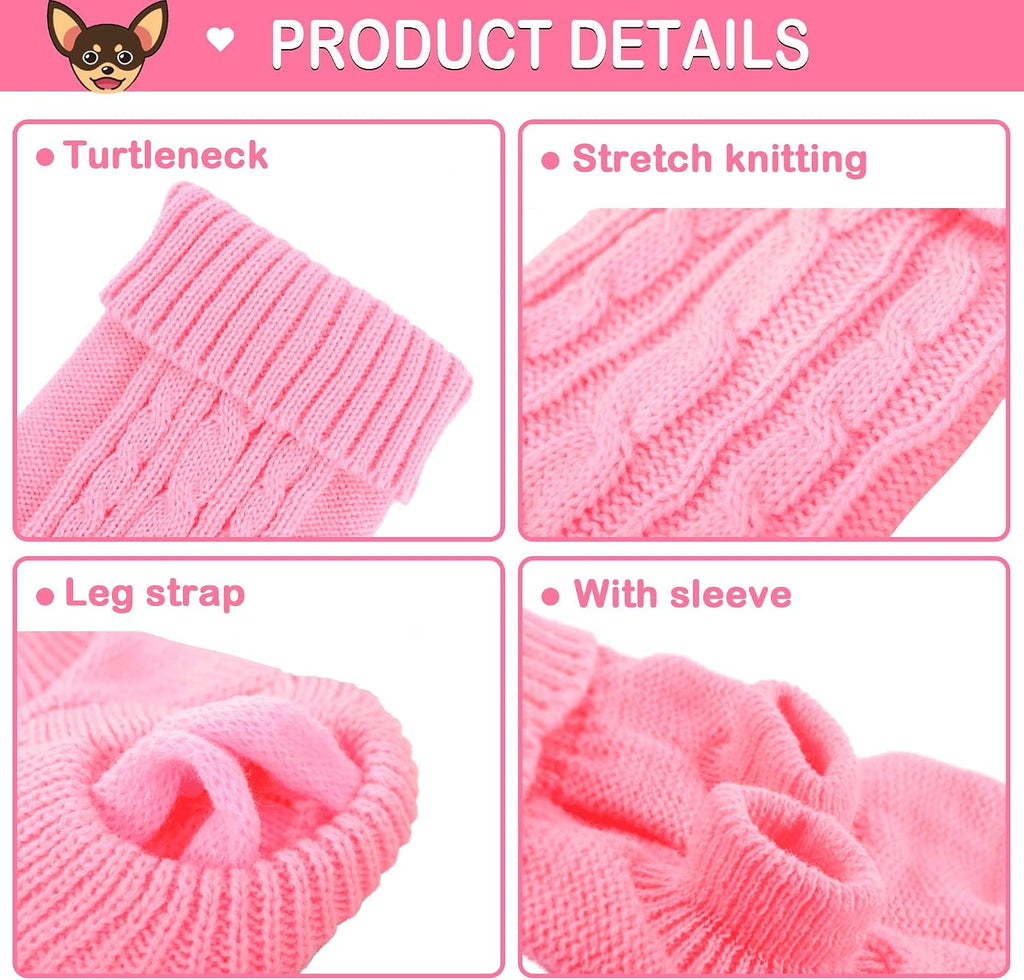 Elastic turtleneck opening of the teacup puppy knitwear being gently stretched