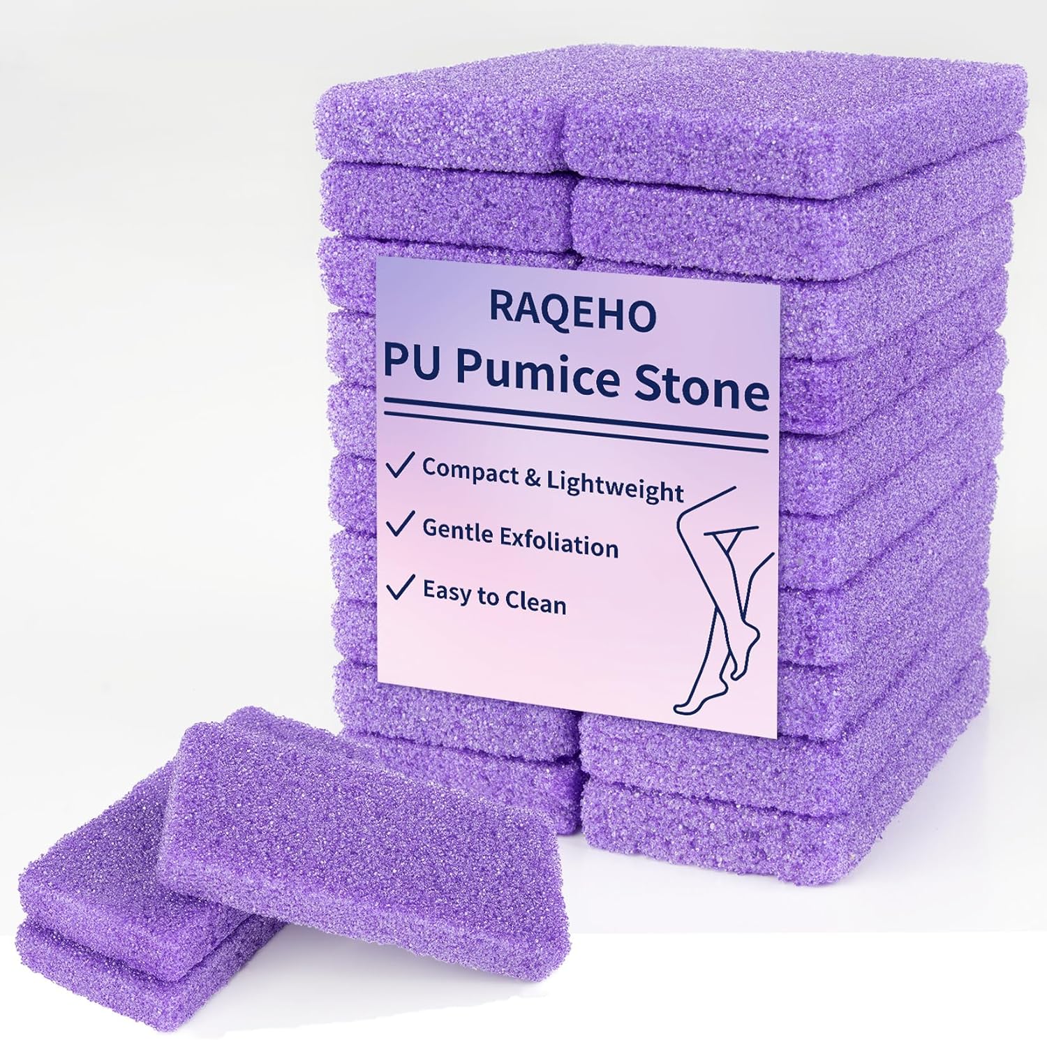 Raqeho Small Pumice Stone for Feet 20 pack front view