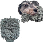 Spot Clean Paws Chenille Microfiber Dog Towel Mitt front view showing green absorbent fabric.