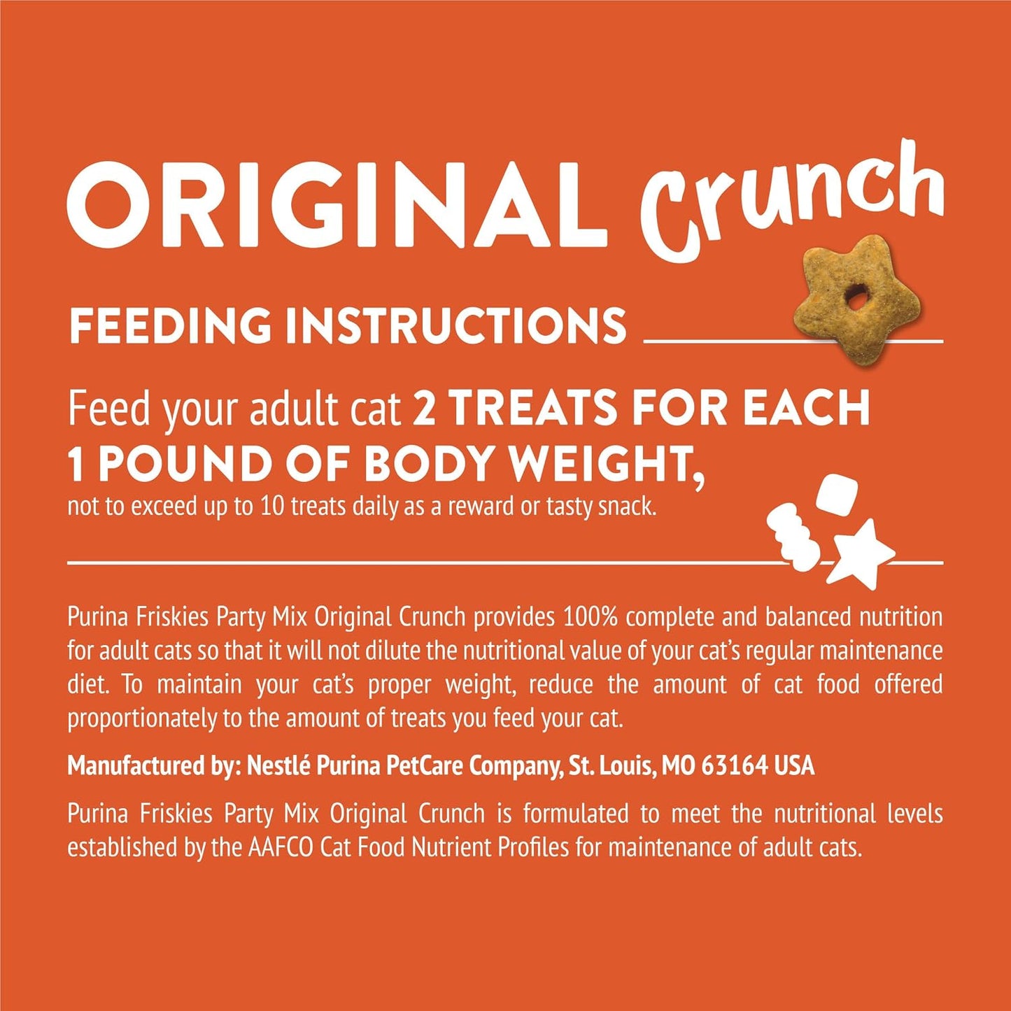 Large twenty ounce resealable bag of Friskies party mix original crunch formula