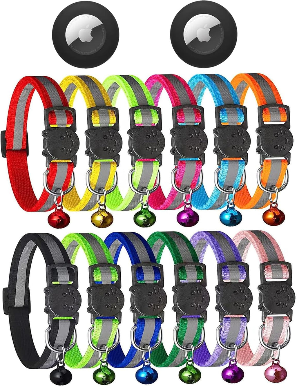 12 Pack Reflective-Breakaway Cat Collars with Bells,Safety Buckle Kitten Collar, with Name Tag, Adjustable,Ideal for Girl Cats Male Cats,Pet Supplies,Stuff,Accessories(12 Colors & 2 ID Tags) - Image 10