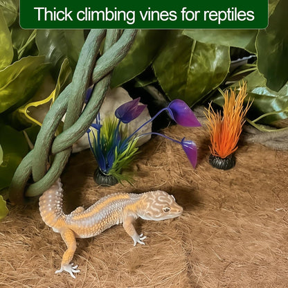 Full view of simulated aquatic and reptile plants for terrarium decor