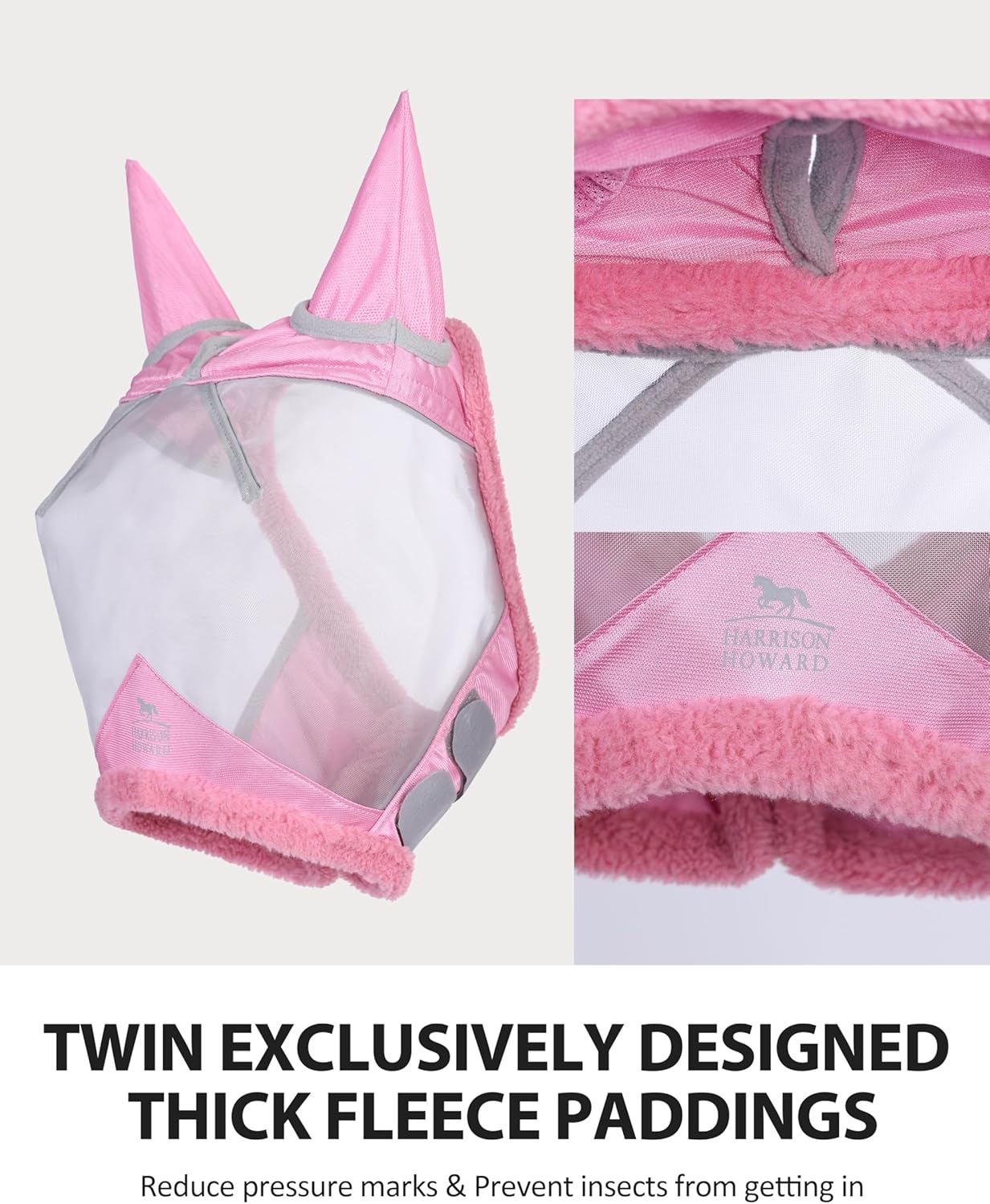 Detail view of breathable fine mesh material for equine use