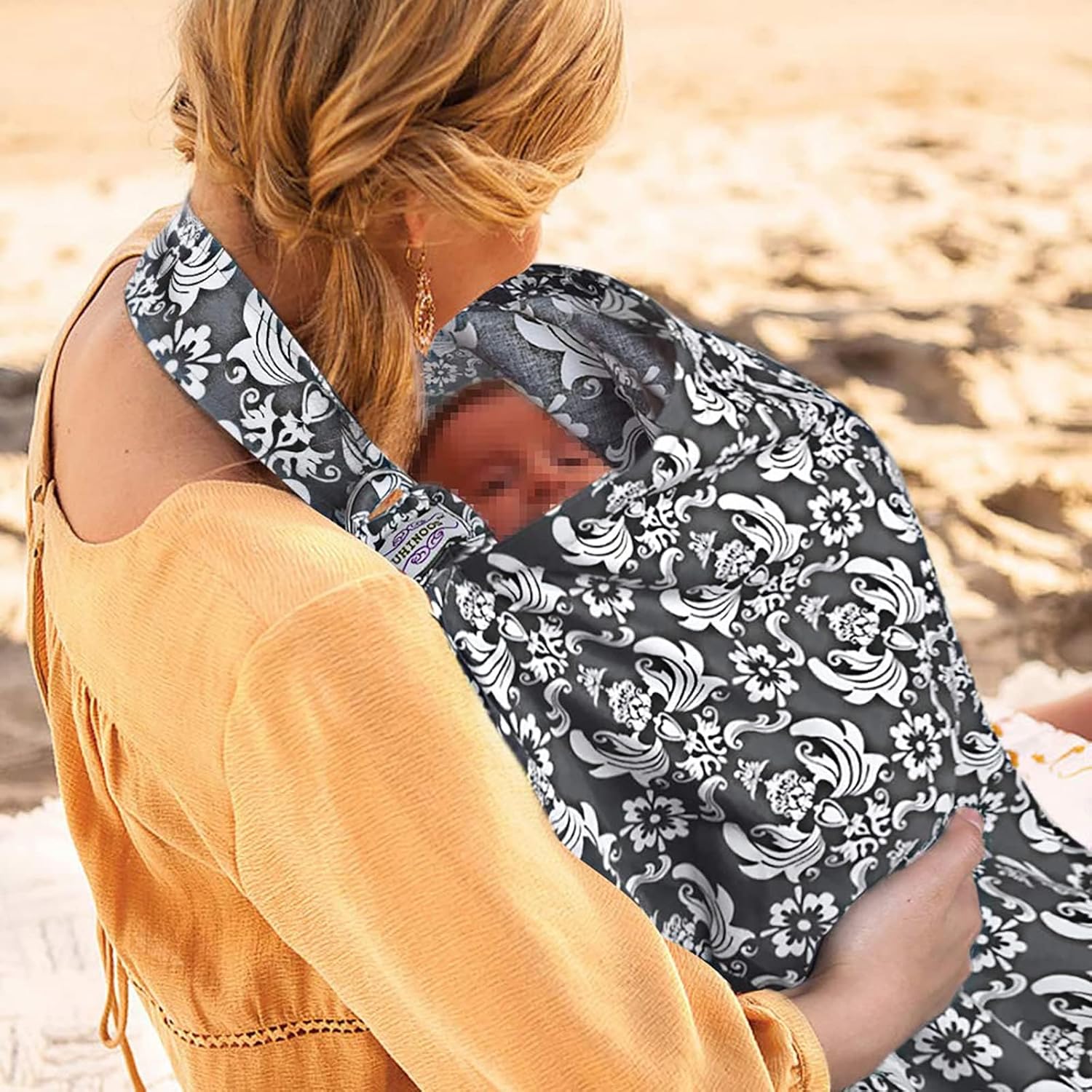 UHINOOS nursing cover grey with adjustable neck hoop front view