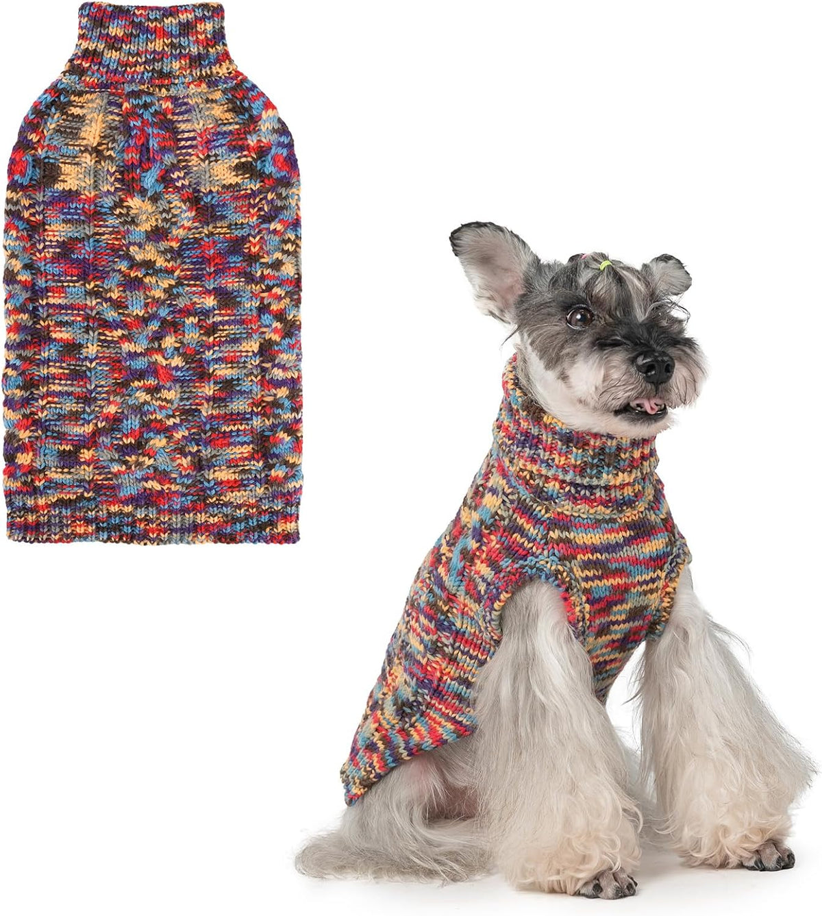 BEAUTYZOO Cable Knit Small Dog Sweater, Color Block with Fuzzy Thread Knitted Turtleneck Dog Knitwear with Dots in a Variety of Colors for Small Medium Dogs Fall Winter Dog Clothes, S Beige - Image 13