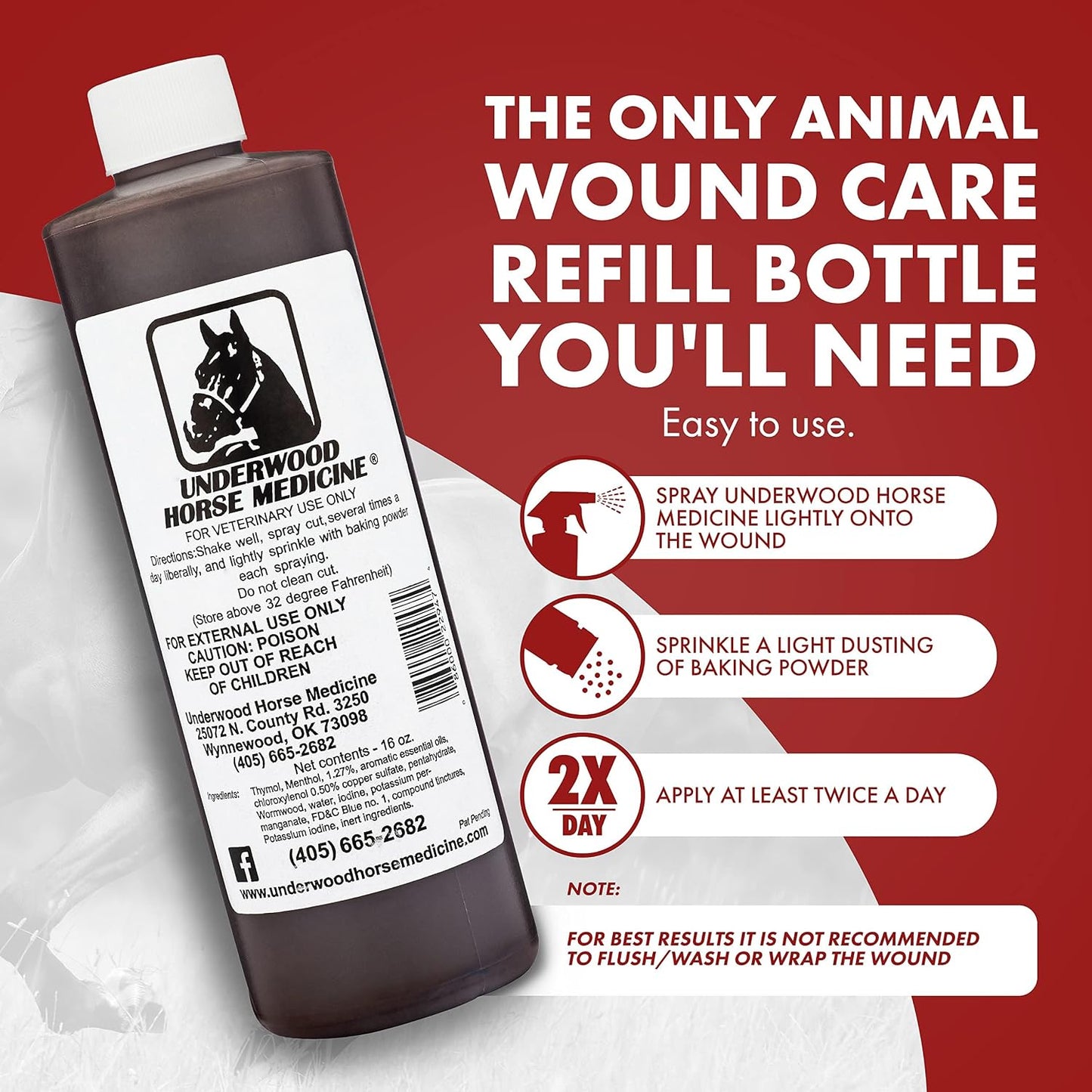 Underwood Horse Medicine 16 ounce refill spray bottle