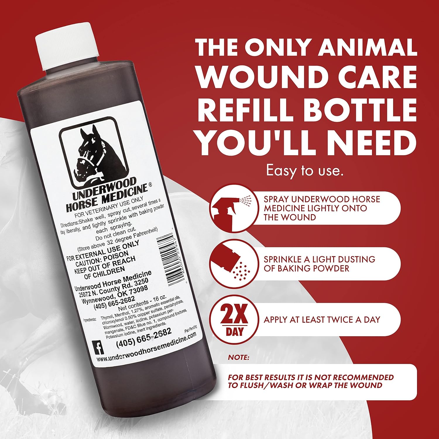 Underwood Horse Medicine 16 ounce refill spray bottle